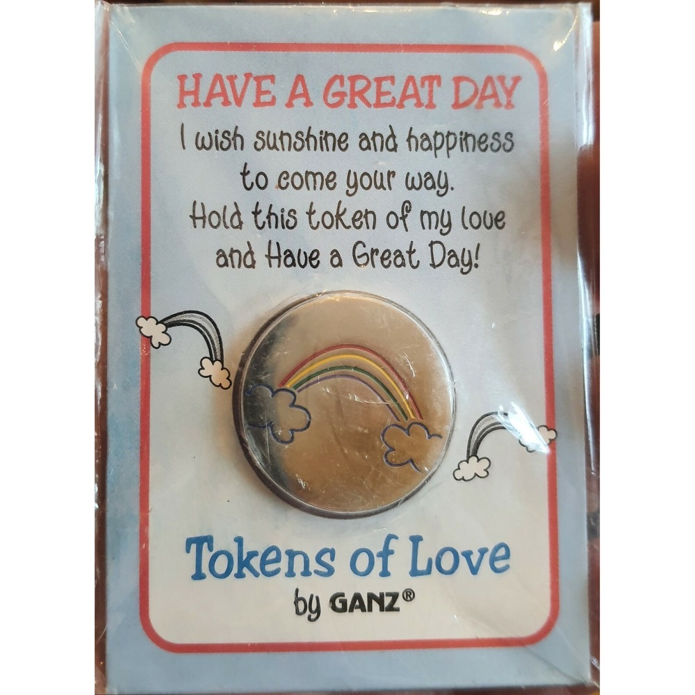 VINTAGE GANZ Tokens Of Love "Have A‎ Great Day" Rainbow Silver Tone Metal G0683